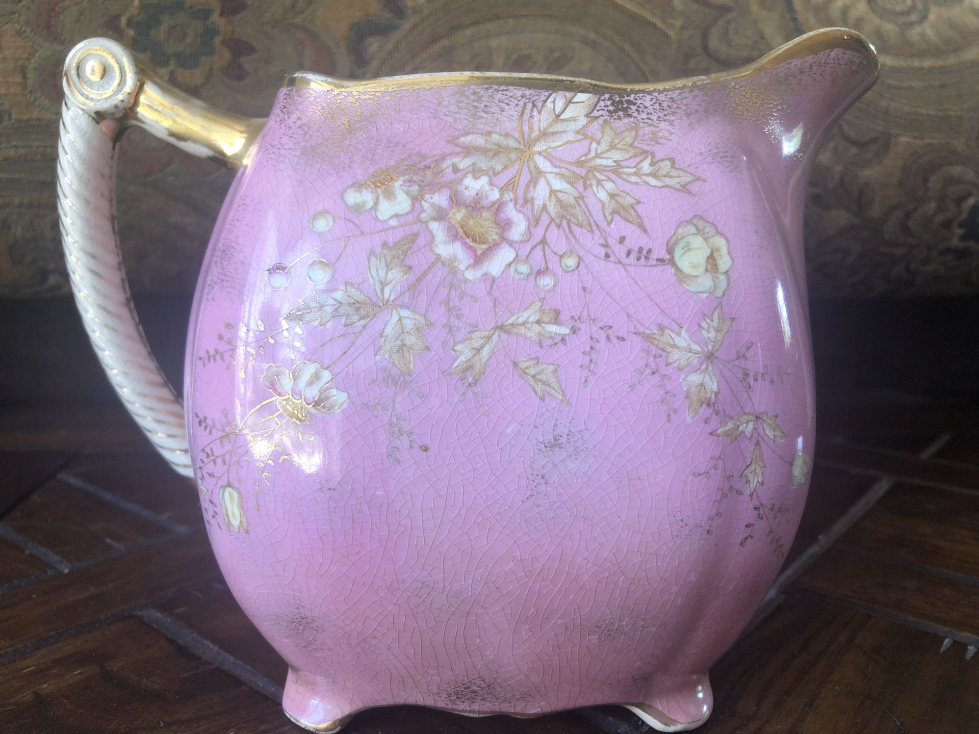 1888-1893. Adamantine China (WPC) Transferware Pitcher. Semi-porcelain.