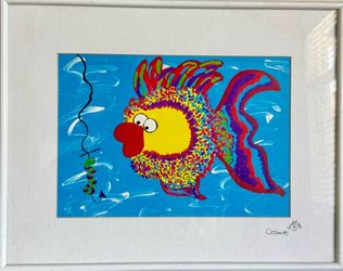 Corbett Signed Colorful Fish Framed Art Print