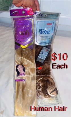 $10 Brand New Each Pack of Human Hair for extensions etc blond 14” the other 12”