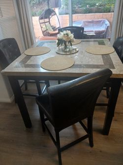 Marble Top Dining Table with 4 Chairs