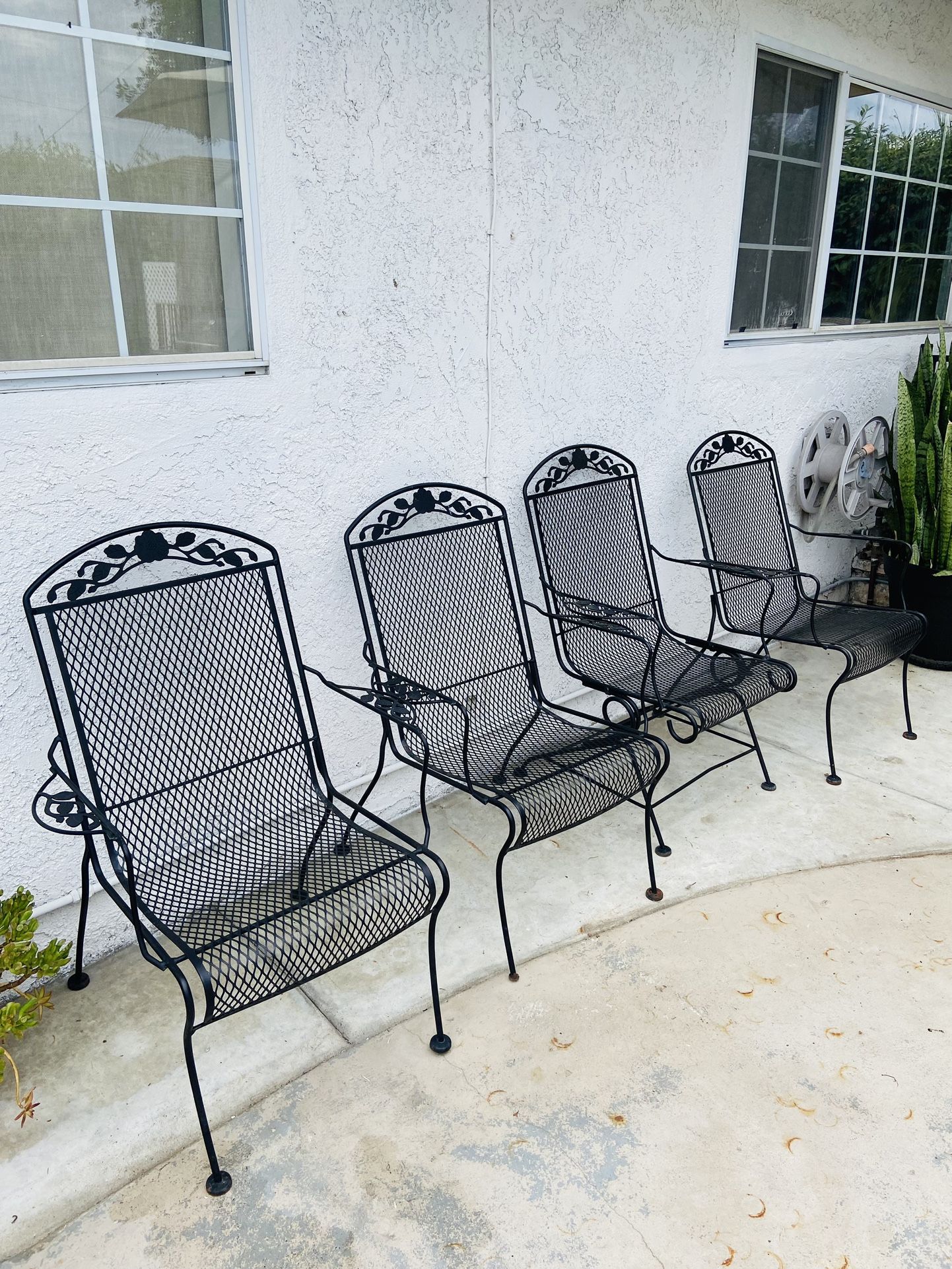 Vintage Wrought Iron Patio Chairs Set Of 4 for Sale in Whittier, CA