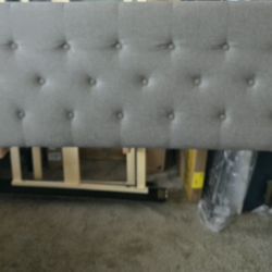 Queen Size Platform Bed Tufted Gray