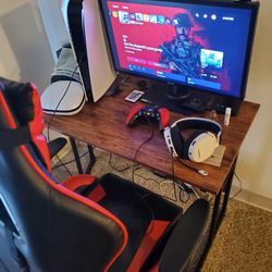Ps5 With Monitor +Nice Headset + 1 Controller, ps5 SCUF pro +ps5 Extra Space, Gaming Chair 
