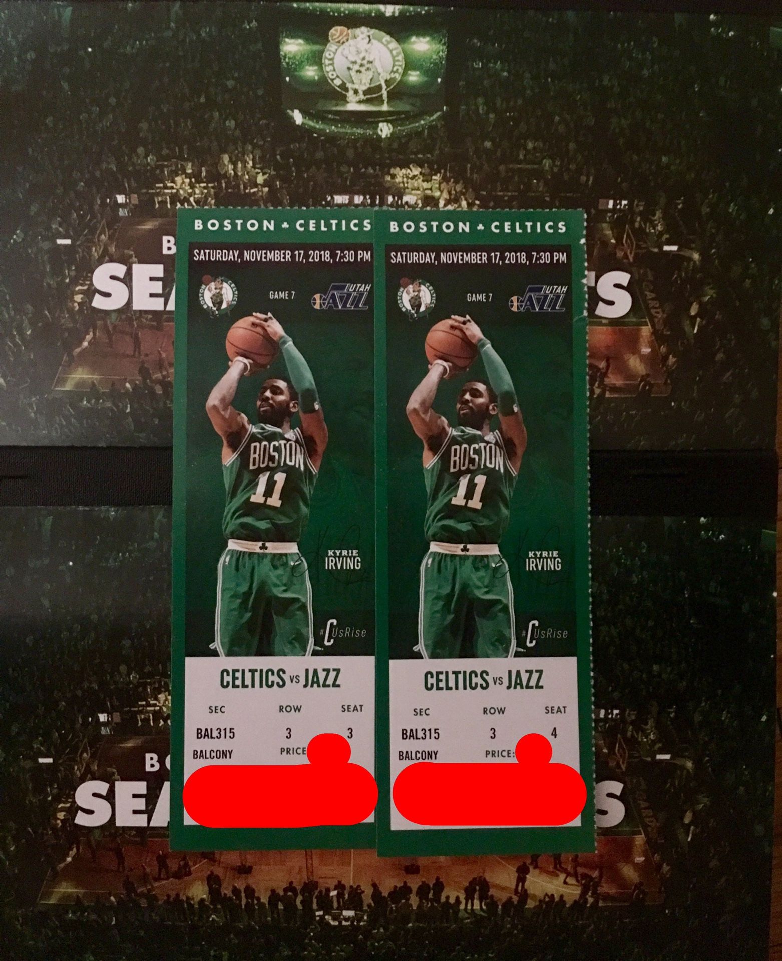 2 Tickets Celtics vs Jazz Saturday November 17th 7:30PM @ TD Garden