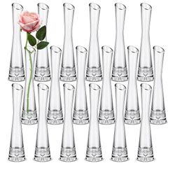 New Set of 18 Tall Glass Bud Vase for Centerpieces Single Skinny Rose Vase Bulk for Flower, Wedding Party Event Home Office Table Decor