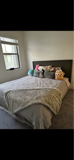 King size bed + frame + 4” mattress topper