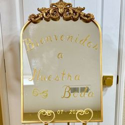 Gold Antique Mirror for Bridal Shower Wedding Birthday Home Decor 