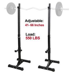 Max Load 550Lbs Pair of Adjustable 41"-66" Rack Sturdy Steel Squat Barbell Free Bench Press Stands GYM/Home Gym Portable Dumbbell Racks Stands