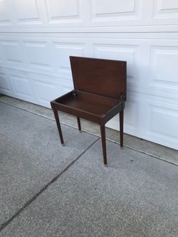 MCM mid-century wood piano bench side table