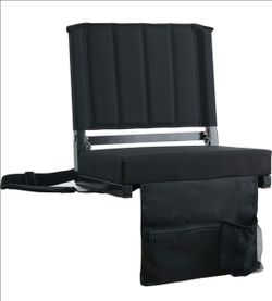 1 Stadium Seat with Back Support Bleacher Chairs Black 1pc Regular
Shoulder Strap, 2.8'' Thick Cushion, 16.5'' Backrest, Two Hooks & Rubber Strips, St