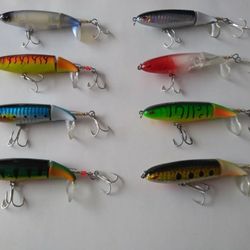 Top Water Fishing Lures 8pack Lot