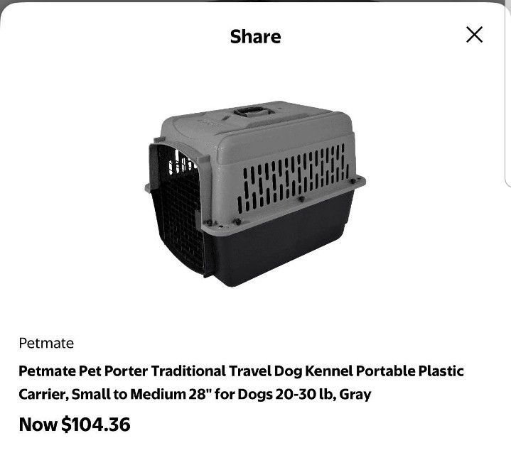 Petmate Pet Porter Traditional Travel Dog Kennel Portable Plastic Carrier, Small to Medium 28" 