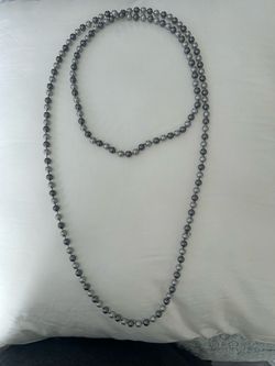 Long Gray Pearl Beaded Necklace