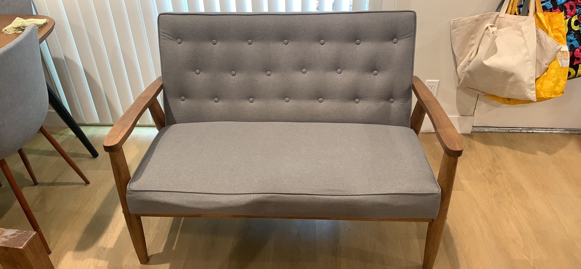 Gray And Wood Loveseat Sofa/Couch