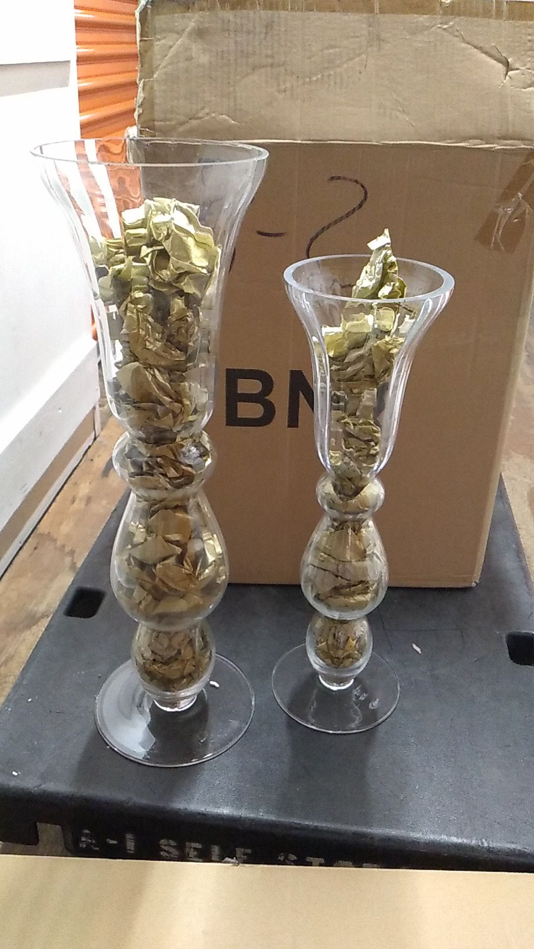 2 Tall crystal vases