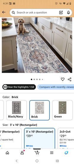 New In Package Washable Runner Rug 3x10 $30