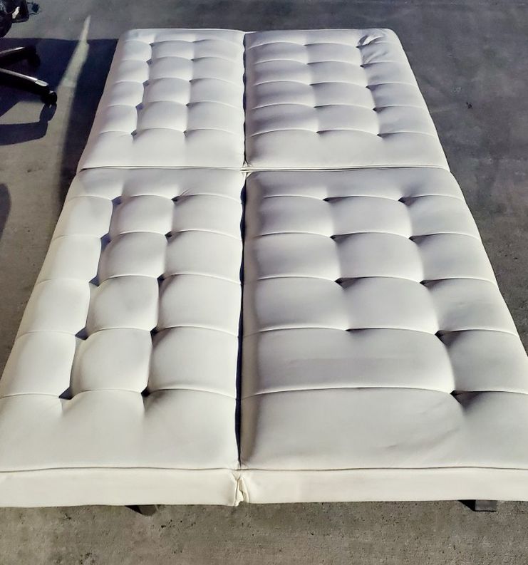 White Tufted Futon/Fold Out Couch