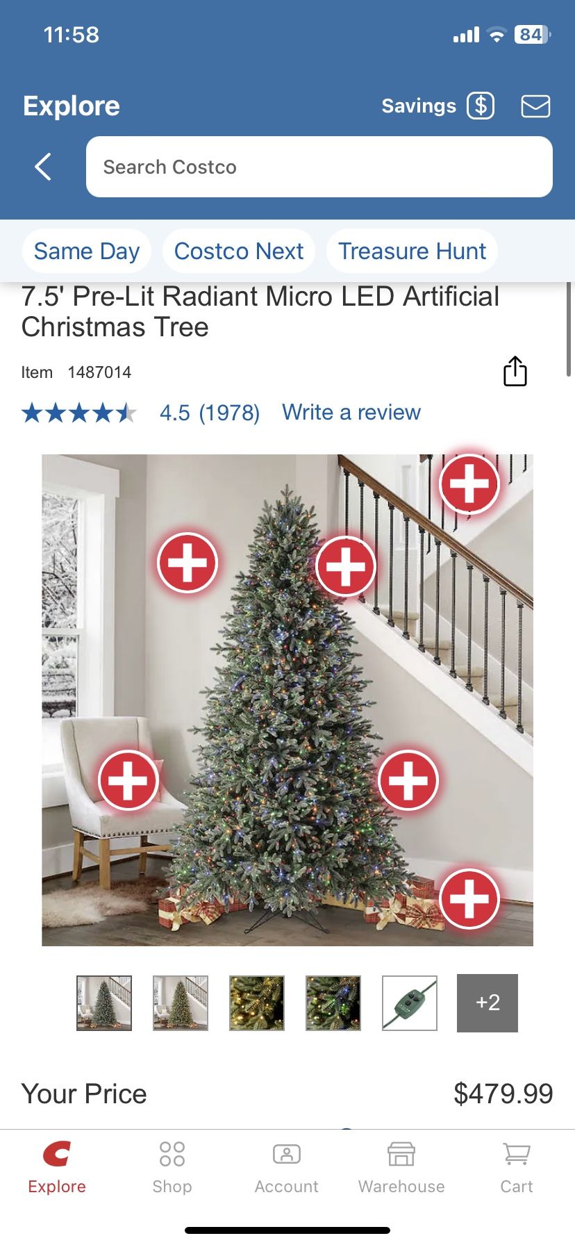 NEW! 7.5' Pre-Lit Radiant Micro LED Artificial Christmas Tree
