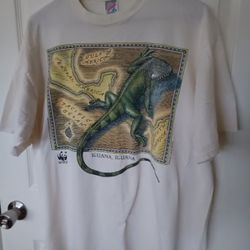 Vintage 90s World Wildlife Federation Iguana Tshirt Size Xl 