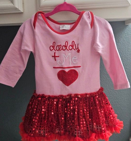 Pink & Red Baby Dress with Heart & Sequins – Perfect for Photos!