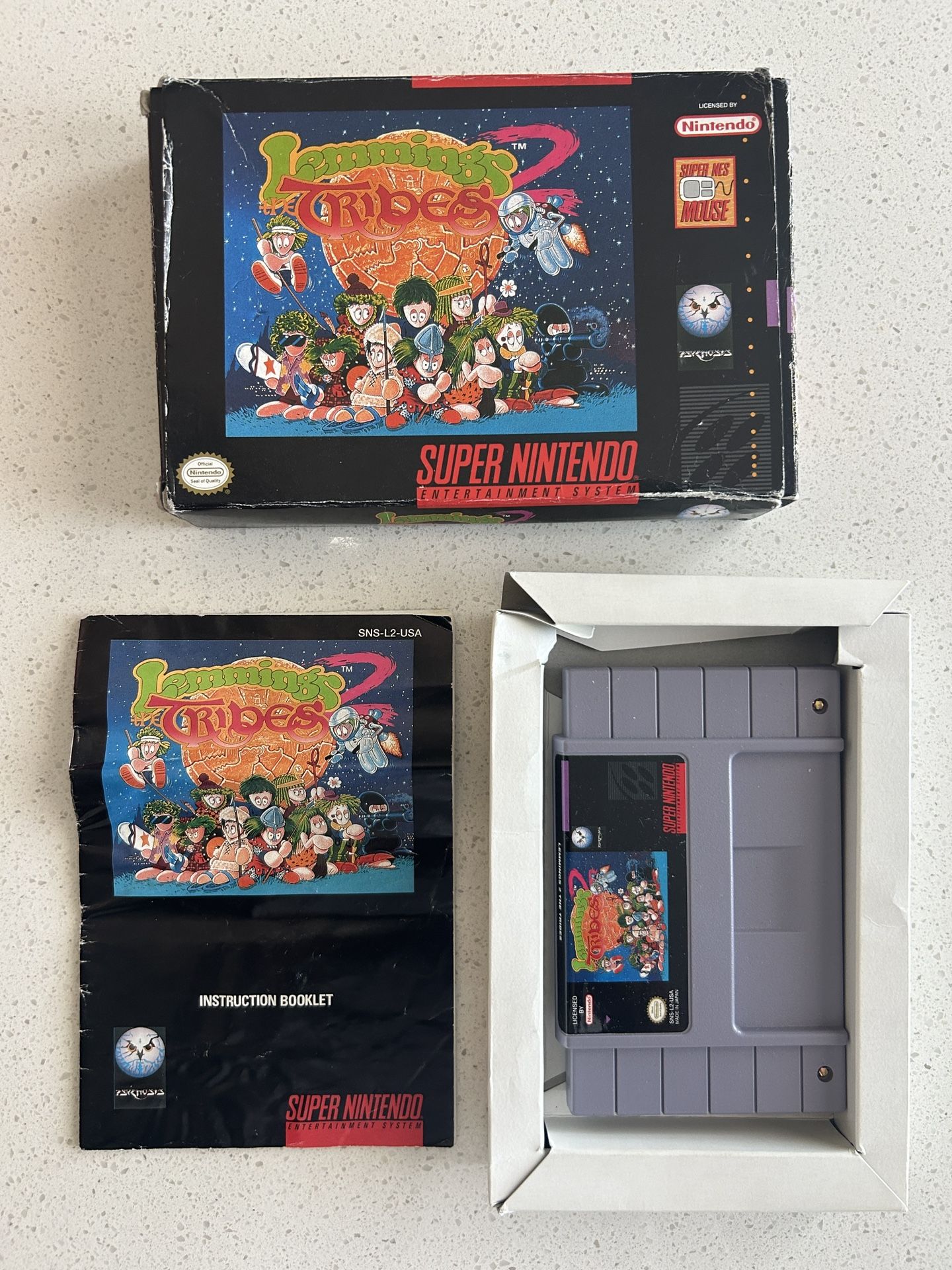 Lemmings Tribes 2 Super Nintendo (SNES) Video Game with Box, Insert, and Manual