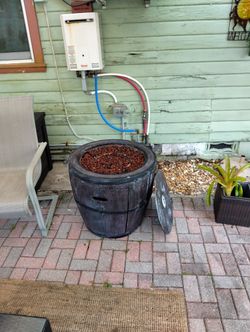 Out Side Fire Place. Barrel Style