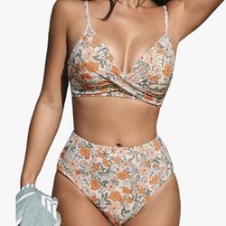 Cupshe Orange Floral Bikini Size XL