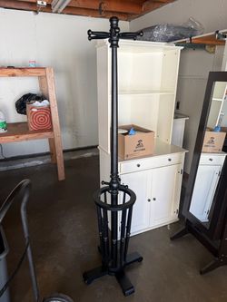 Black Wood Coat Rack with Umbrella Stand