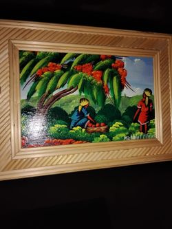 Vintage Hand Crafted And Painted Beautiful item from Haiti oil painted