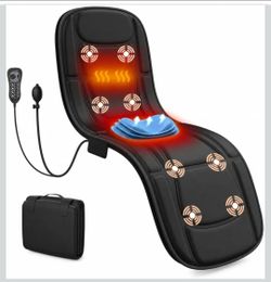 Full Body Massage Mat with Heat, Vibration Massage Mattress Pad with Lumbar Support Cushion, Foldable Massage Mat for Bed, Sofa & Floor, Relaxation & 