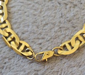 Men's Gold Tone Mariner Chain Link Bracelet, 8 Inch, New
