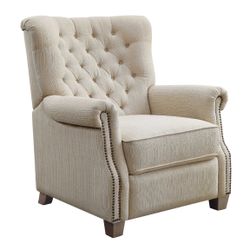 Better Homes & Gardens Tufted Push Back Recliner, Beige Fabric Upholstery. Assembled