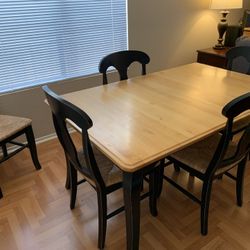 Wood Kitchen Table W/ Leaf And Chairs