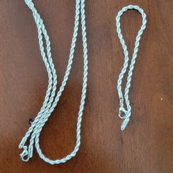 Woman Silver Chain & Bracelet