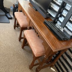 Wood Console / Entry Table With Two Chairs