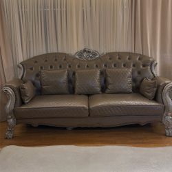 Leather Sofa, Loveseat Armchair And Coffee Tabel