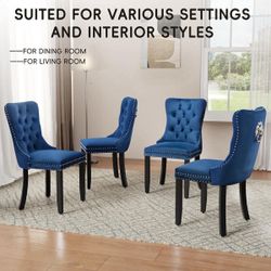 New in box-Modern Velvet Wingback Tufted Solid Wood Upholstered Dining Chairs (Set of 6)