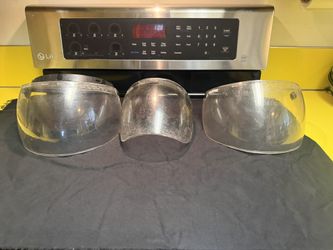 Lot Of Three Vintage 1970S Motorcycle Face Shields Castre And Bubble As Is