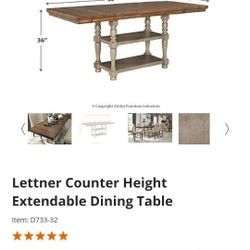 Lettner Counter Height Extendable Dining Table
Item: D733-32