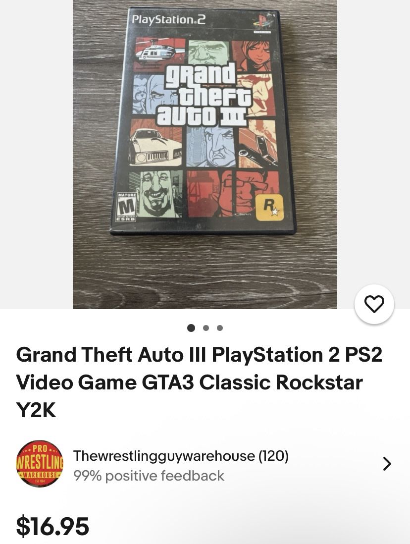 PlayStation 2 Video Game Grand Theft Auto 3 PS2