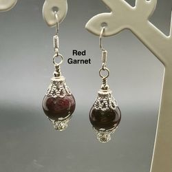 Red Garnet Genuine Stone Handmade Earrings