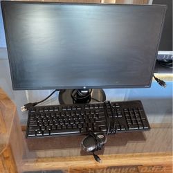HP Computer Monitor, Dell Keyboard, Mouse