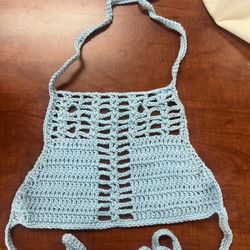 Women’s Baby Blue Hand Crochet Halter Top🩵