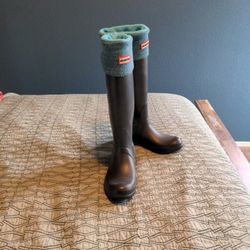 Hunter Blue Calf High Rain Boots