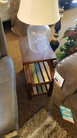 Chairside accent table with 2 shelves