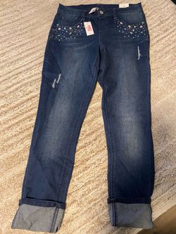 Justice Girls Embellished Distressed Jeans