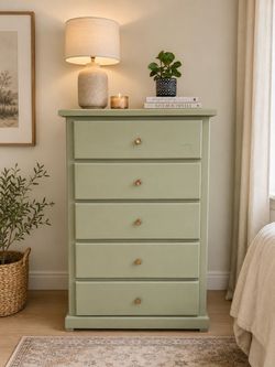 Sage Green 5-Drawer Tall Dresser