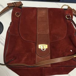 Authentic Chloé Suede Shoulder Bag - Burgundy
