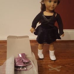 American Girl Doll w Ice Skating Outfit & accessories