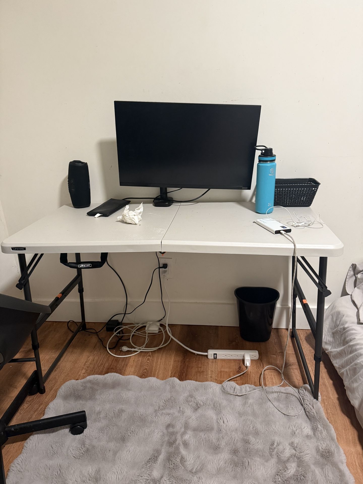 Peakform 4' Adjustable Height Folding Table White